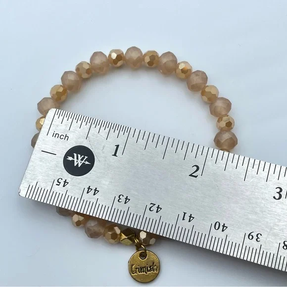 Erimish Blush & Gold Faceted Beaded Stretch Charm Bracelet - Picture 4 of 5